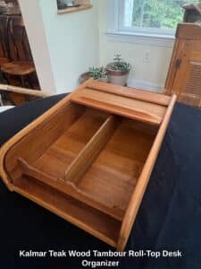 Kalmar-Teak-Wood-Tambour-Roll-Top-Desk-Organizer-second-image