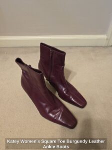 Katey-Womens-Square-Toe-Burgundy-Leather-Ankle-Boots