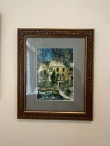 Matched-Pair-of-Framed-House-Watercolor-Paintings