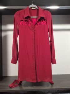 Maude-Red-Lattice-Detail-Shirt-Dress