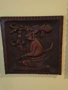Mayan-Carved-Wooden-Plaque-Seated-Figure