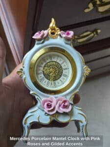 Mercedes-Porcelain-Mantel-Clock-with-Pink-Roses-and-Gilded-Accents
