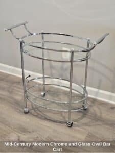 Mid-Century-Modern-Chrome-and-Glass-Oval-Bar-Cart