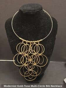 Modernist-Gold-Tone-Multi-Circle-Bib-Necklace