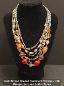 Multi-Strand-Beaded-Statement-Necklace-with-Orange-Red-and-Amber-Tones