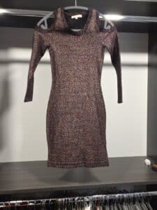 Multicolor-Shimmer-Cold-Shoulder-Knit-Mini-Dress