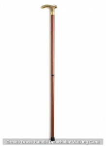 Ornate-Brass-Handle-Detachable-Walking-Cane