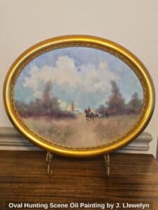 Oval-Hunting-Scene-Oil-Painting-by-J.-Llewelyn