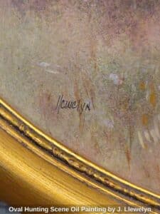 Oval-Hunting-Scene-Oil-Painting-by-J.-Llewelyn-second-image