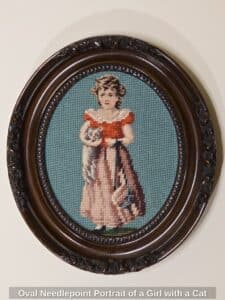 Oval-Needlepoint-Portrait-of-a-Girl-with-a-Cat