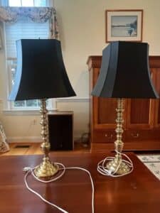 Pair-of-Brass-Candlestick-Table-Lamps-with-Black-Empire-Shades