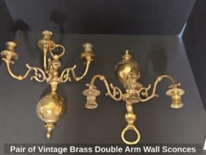 Pair-of-Vintage-Brass-Double-Arm-Wall-Sconces