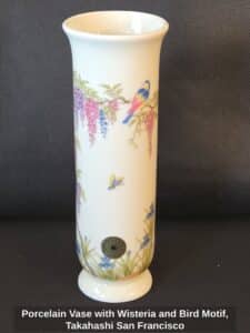 Porcelain-Vase-with-Wisteria-and-Bird-Motif-Takahashi-San-Francisco