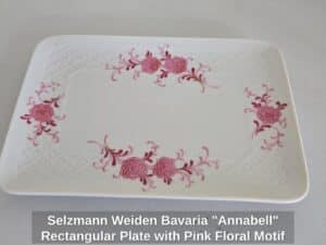 Selzmann-Weiden-Bavaria-Annabell-Rectangular-Plate-with-Pink-Floral-Motif