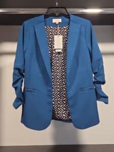 Skies-Are-Blue-Womens-Open-Front-Blazer-with-Ruched-Sleeves