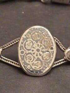 Sterling-Silver-Filigree-Panel-Bracelet-with-Oval-Medallion-second-image