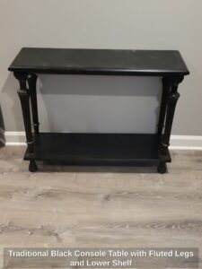 Traditional-Black-Console-Table-with-Fluted-Legs-and-Lower-Shelf