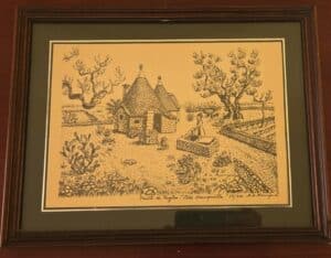 Trulli-di-Puglia-Vita-Tranquilla-Lithograph-by-Maria-de-Munnynck