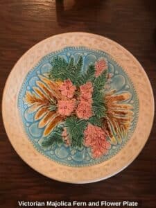 Victorian-Majolica-Fern-and-Flower-Plate
