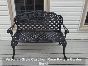 Victorian-Style-Cast-Iron-Rose-Pattern-Garden-Bench