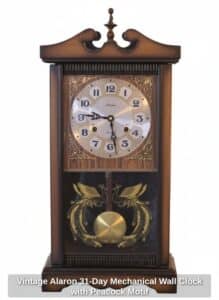 Vintage-Alaron-Day-Mechanical-Wall-Clock-with-Peacock-Motif