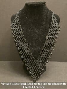 Vintage-Black-Seed-Bead-Netted-Bib-Necklace-with-Faceted-Accents