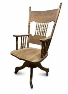 Vintage-Carved-Spindle-Back-Swivel-Office-Chair