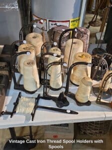 Vintage-Cast-Iron-Thread-Spool-Holders-with-Spools