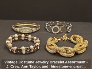 Vintage-Costume-Jewelry-Bracelet-Assortment-J.-Crew-Ann-Taylor-and-rhinestone-encrusted-chain