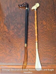 Vintage-Decorative-Shoe-Horns-Duck-and-Eagle-Handles
