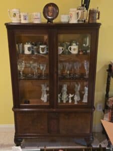 Vintage-Display-Cabinet-with-Assorted-Collectibles