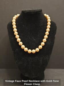 Vintage-Faux-Pearl-Necklace-with-Gold-Tone-Flower-Clasp