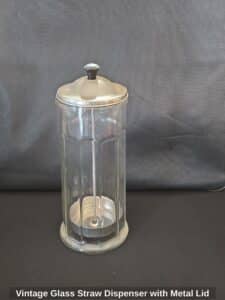 Vintage-Glass-Straw-Dispenser-with-Metal-Lid