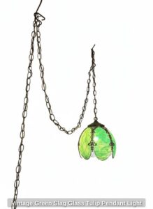 Vintage-Green-Slag-Glass-Tulip-Pendant-Light