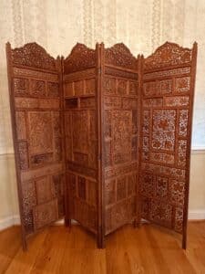 Vintage-Hand-Carved-Teak-Wood-Panel-Room-Divider-Screen
