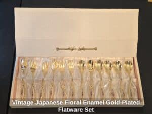 Vintage-Japanese-Floral-Enamel-Gold-Plated-Flatware-Set