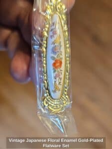 Vintage-Japanese-Floral-Enamel-Gold-Plated-Flatware-Set-second-image