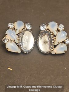 Vintage-Milk-Glass-and-Rhinestone-Cluster-Earrings
