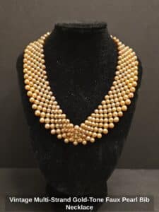 Vintage-Multi-Strand-Gold-Tone-Faux-Pearl-Bib-Necklace