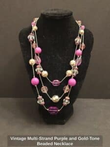 Vintage-Multi-Strand-Purple-and-Gold-Tone-Beaded-Necklace