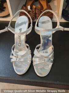 Vintage-Qualicraft-Silver-Metallic-Strappy-Heels