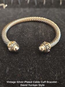 Vintage-Silver-Plated-Cable-Cuff-Bracelet-David-Yurman-Style