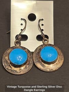 Vintage-Turquoise-and-Sterling-Silver-Disc-Dangle-Earrings