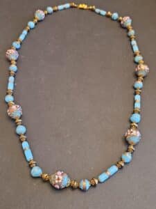 Vintage-Venetian-Wedding-Cake-Glass-Bead-Necklace-with-Floral-Motifs