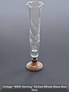 Vintage-WEB-Sterling-Etched-Wheat-Glass-Bud-Vase