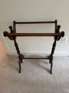 Vintage-Wooden-Quilt-Rack-with-Turned-Finials