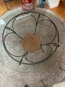 Vintage-Wrought-Iron-and-Rattan-Coffee-Table-with-Glass-Top-second-image