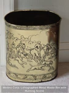 Weibro-Corp.-Lithographed-Metal-Waste-Bin-with-Hunting-Scene