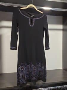 White-House-Black-Market-Embellished-Keyhole-Neck-or-Sleeve-Shift-Dress