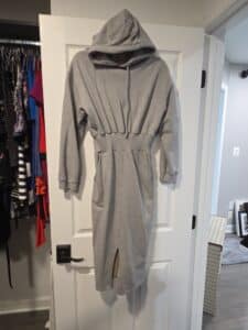 Womens-Grey-Hooded-Sweatshirt-Midi-Dress